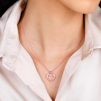 Rose Gold Classic Heart Pendant With Link Chain