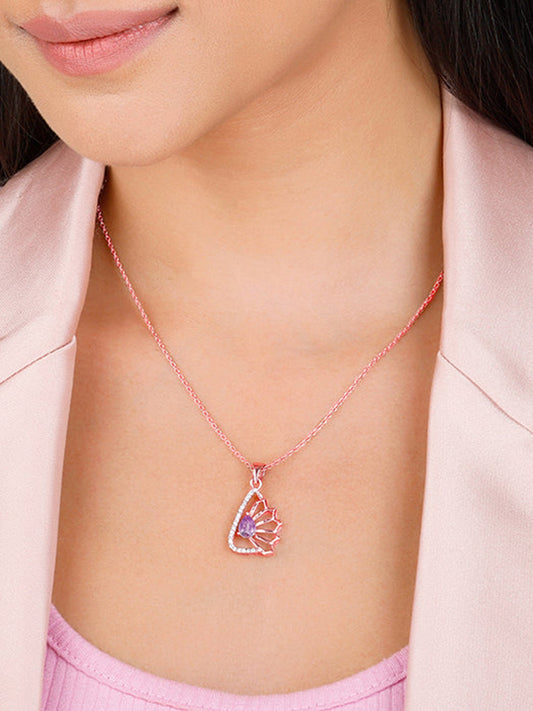 Rose Gold Notre Dame Pendant With Link Chain