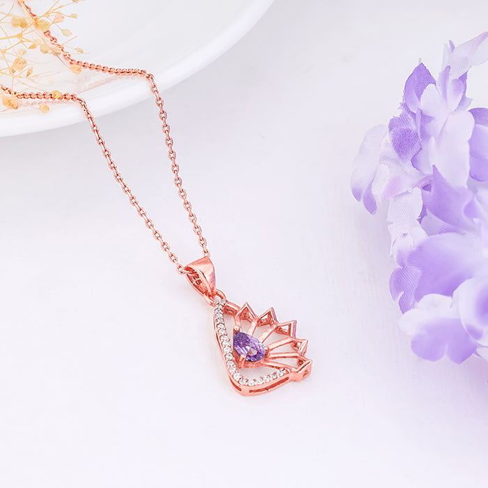 Rose Gold Notre Dame Pendant With Link Chain - view 2