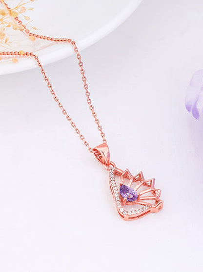 Rose Gold Notre Dame Pendant With Link Chain