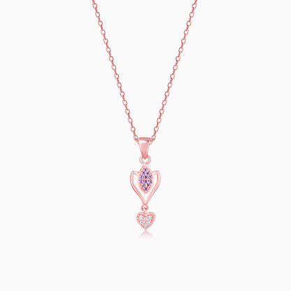 Rose Gold Crocus Elegance Pendant With Link Chain