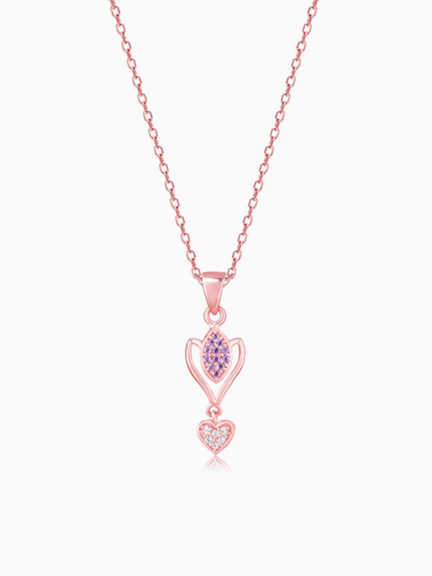 Rose Gold Crocus Elegance Pendant With Link Chain