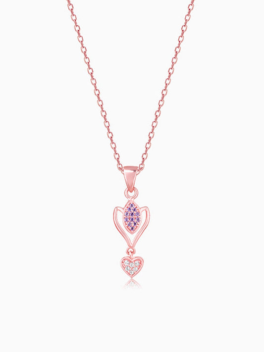 Rose Gold Crocus Elegance Pendant With Link Chain