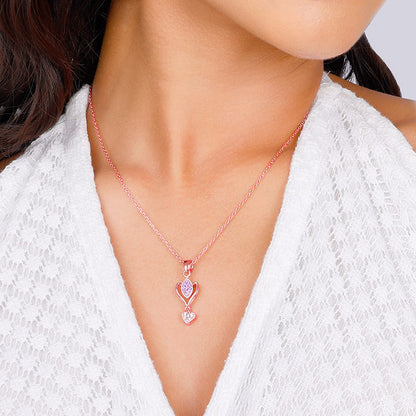 Rose Gold Crocus Elegance Pendant With Link Chain