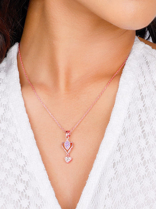Rose Gold Crocus Elegance Pendant With Link Chain