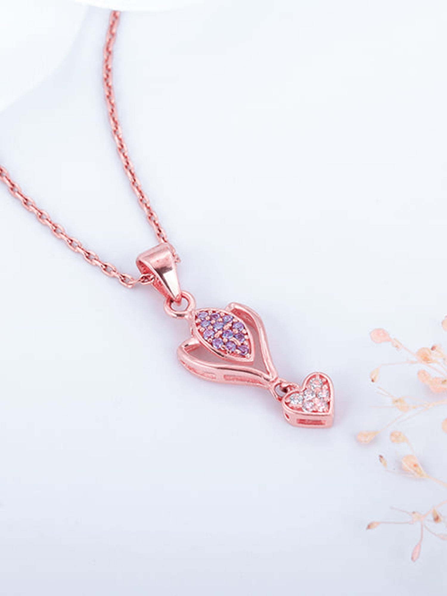 Rose Gold Crocus Elegance Pendant With Link Chain