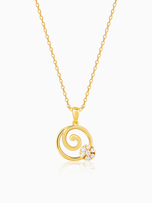 Golden Spiral Keepsake Pendant With Link Chain