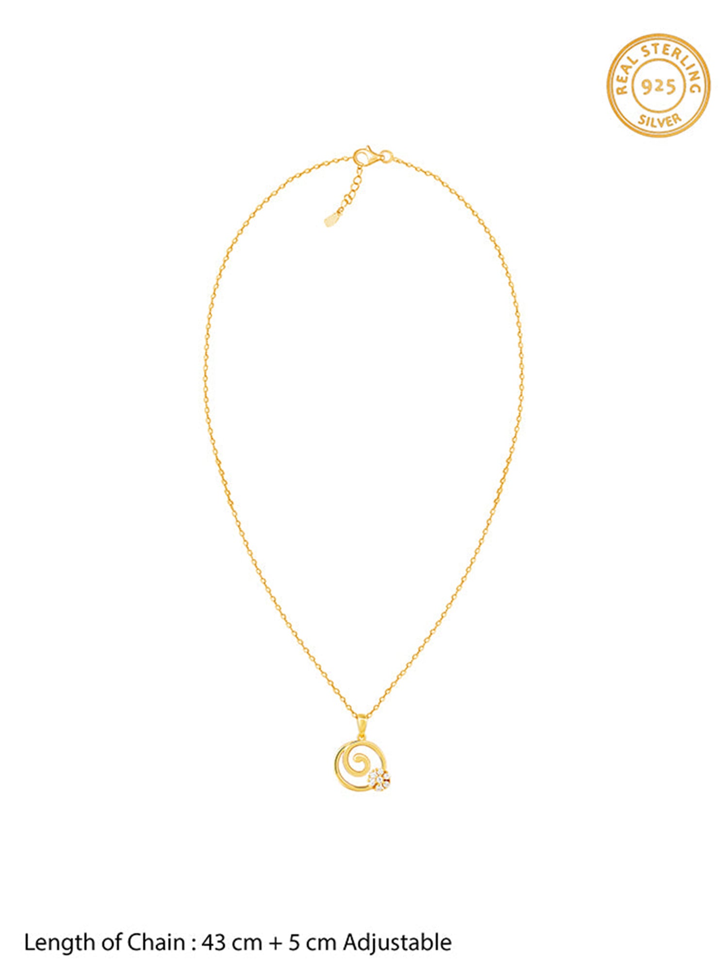 Golden Spiral Keepsake Pendant With Link Chain