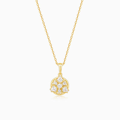 Golden Serene Floral Pendant With Link Chain