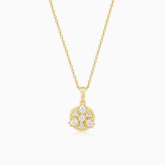 Golden Serene Floral Pendant With Link Chain
