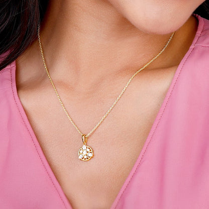 Golden Serene Floral Pendant With Link Chain