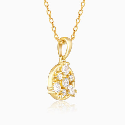 Golden Serene Floral Pendant With Link Chain