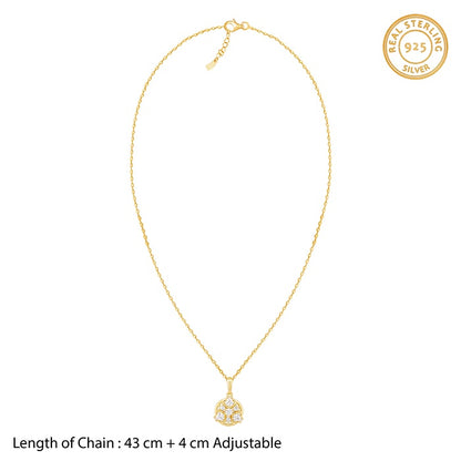 Golden Serene Floral Pendant With Link Chain