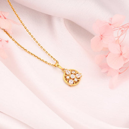 Golden Serene Floral Pendant With Link Chain