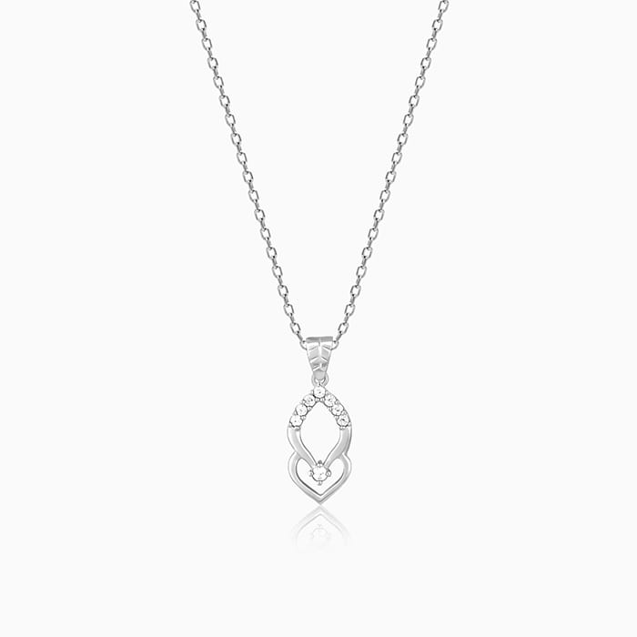 Silver Marquise Pendant With Link Chain - Image 1