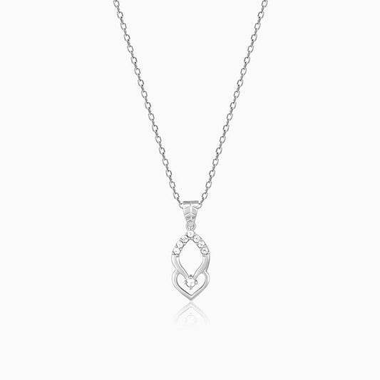 Silver Marquise Pendant With Link Chain