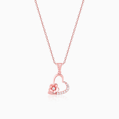Rose Gold Love Blossom Pendant With Link Chain