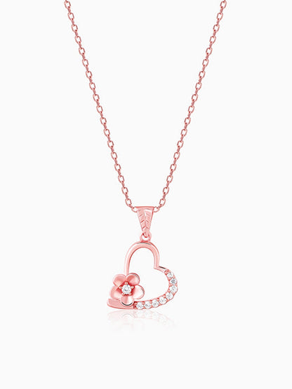 Rose Gold Love Blossom Pendant With Link Chain