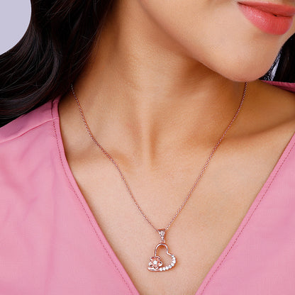 Rose Gold Love Blossom Pendant With Link Chain