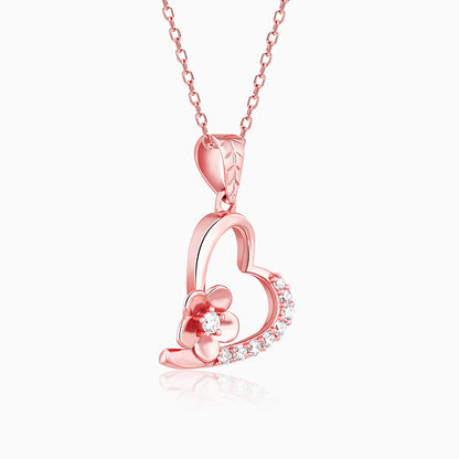 Rose Gold Love Blossom Pendant With Link Chain