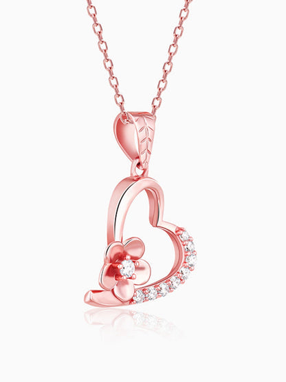 Rose Gold Love Blossom Pendant With Link Chain