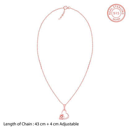 Rose Gold Love Blossom Pendant With Link Chain