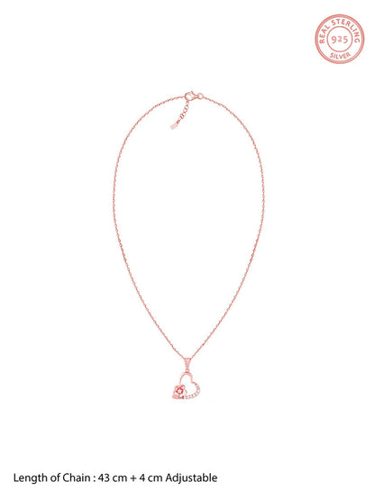 Rose Gold Love Blossom Pendant With Link Chain