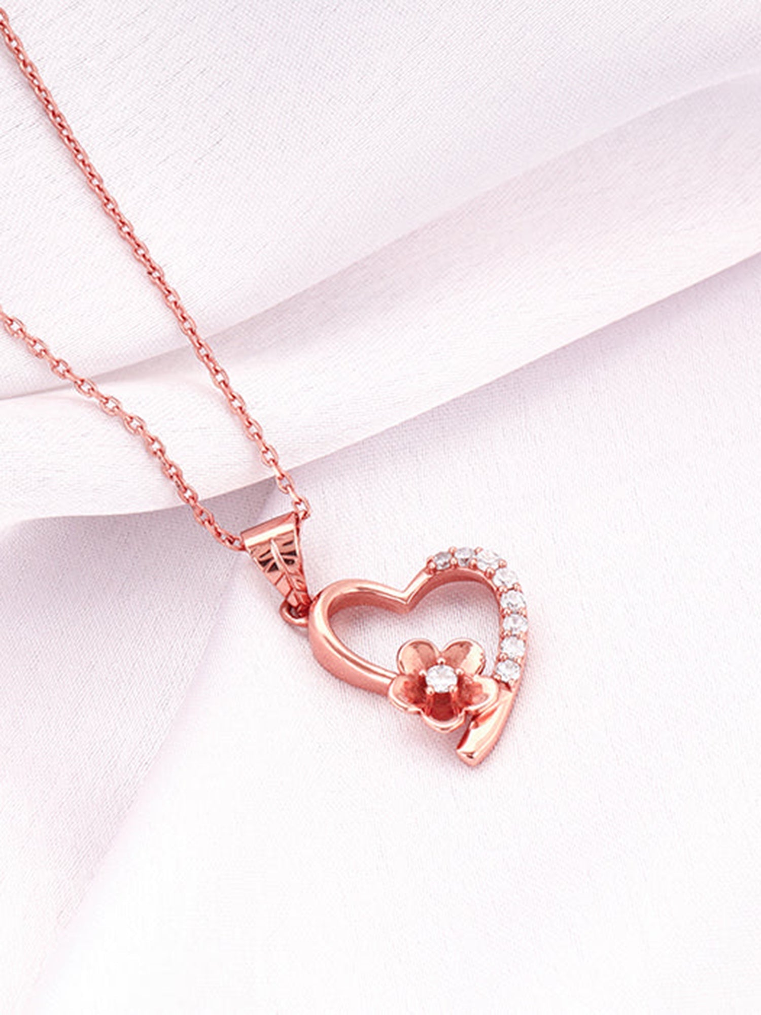 Rose Gold Love Blossom Pendant With Link Chain