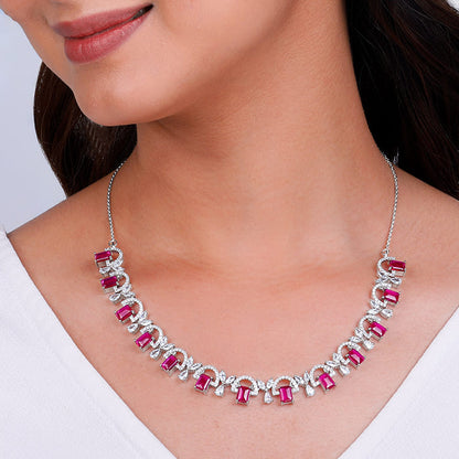 Silver Pink Blush Necklace