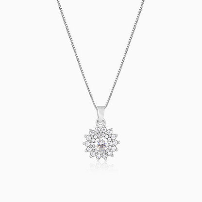 Silver Celestial Floral Pendant With Box Chain