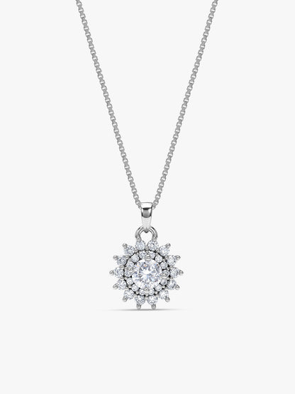 Silver Celestial Floral Pendant With Box Chain