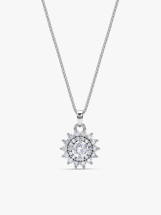 Silver Celestial Floral Pendant With Box Chain