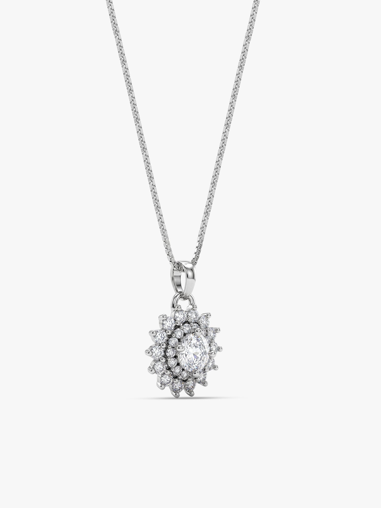 Silver Celestial Floral Pendant With Box Chain