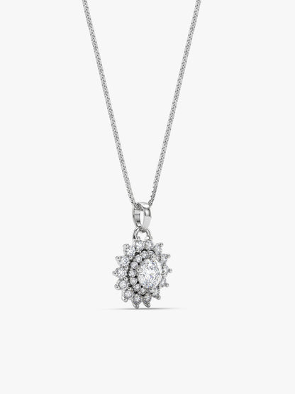 Silver Celestial Floral Pendant With Box Chain