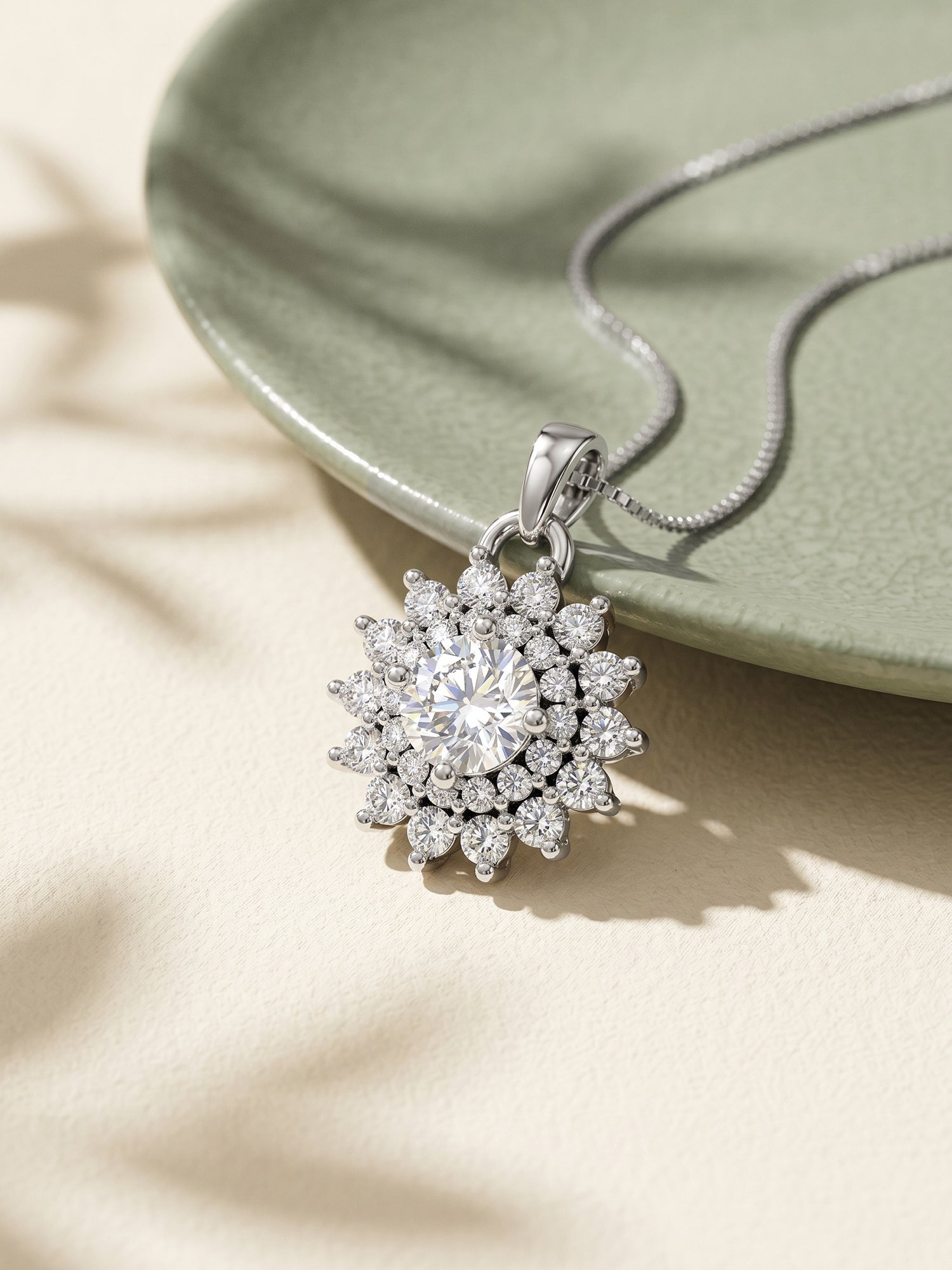 Silver Celestial Floral Pendant With Box Chain