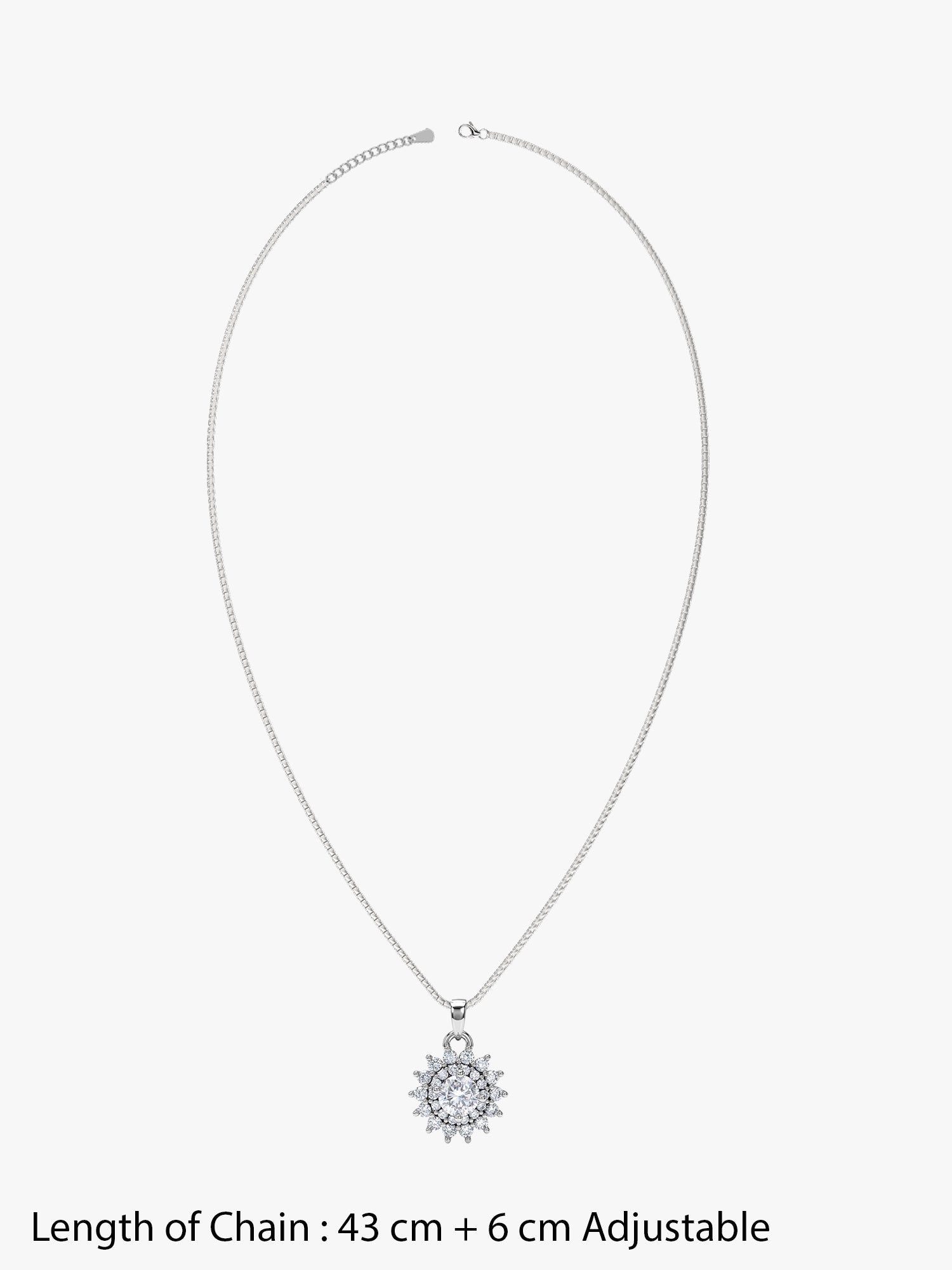 Silver Celestial Floral Pendant With Box Chain