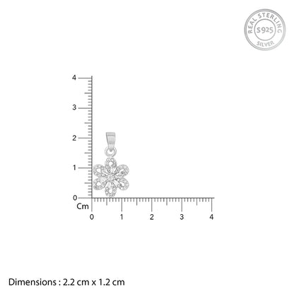 Silver Floris Pendant With Link Chain