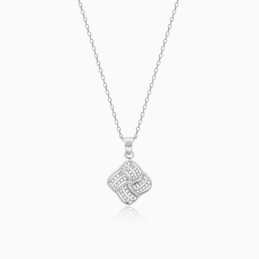 Silver Chequer Rhombus Pendant With Link Chain