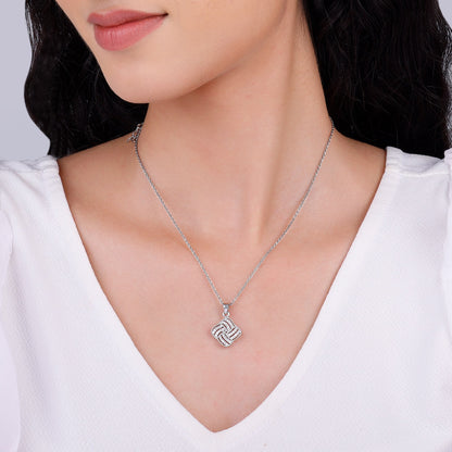 Silver Chequer Rhombus Pendant With Link Chain