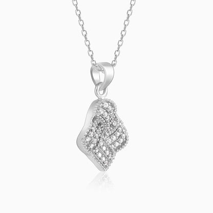 Silver Chequer Rhombus Pendant With Link Chain