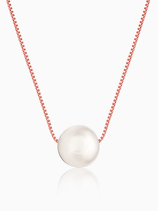 Rose Gold White Pearl Necklace