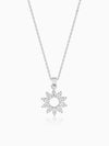 Silver Zircon Sunshine Pendant With Link Chain