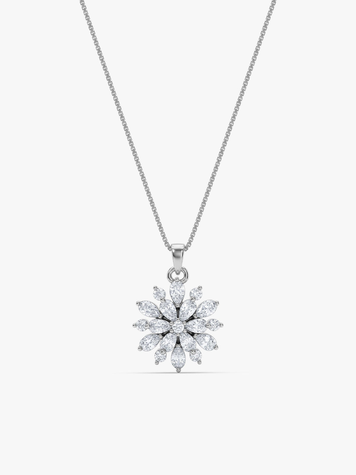 Silver Heavenly Flower Pendant With Box Chain