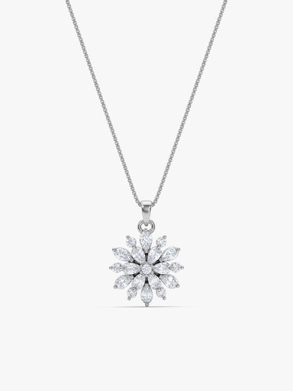 Silver Heavenly Flower Pendant With Box Chain