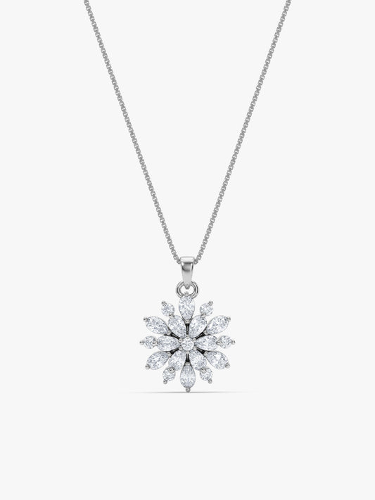 Silver Heavenly Flower Pendant With Box Chain