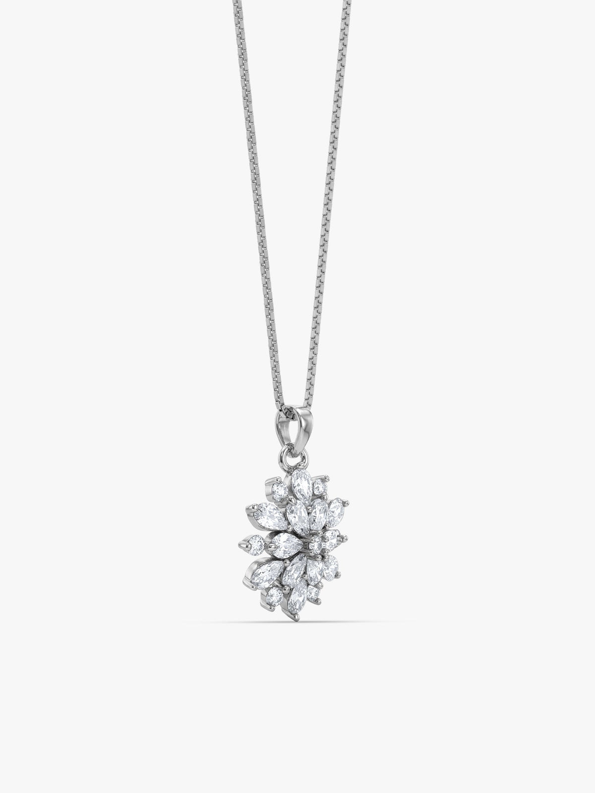 Silver Heavenly Flower Pendant With Box Chain