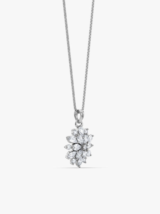 Silver Heavenly Flower Pendant With Box Chain