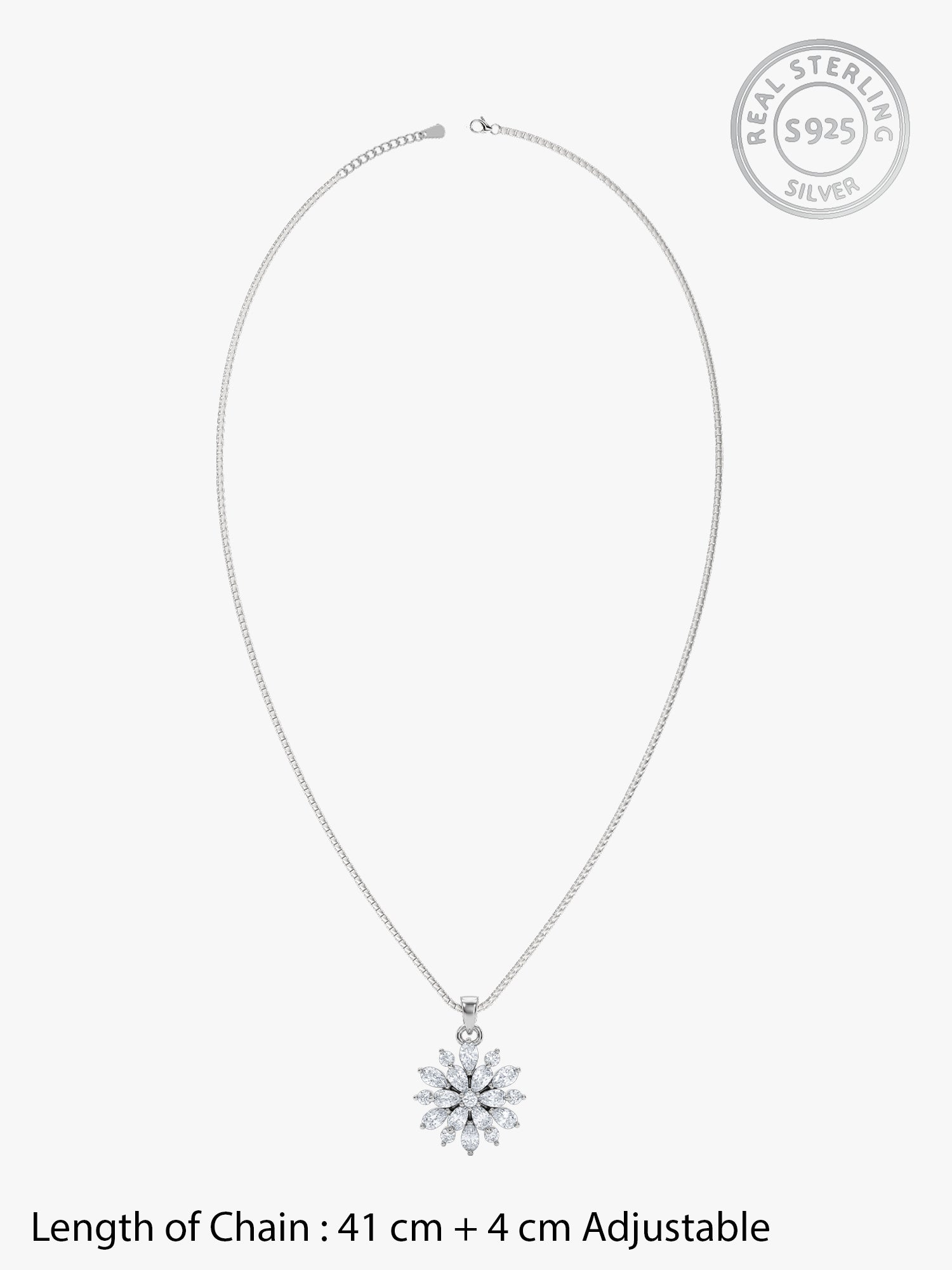 Silver Heavenly Flower Pendant With Box Chain