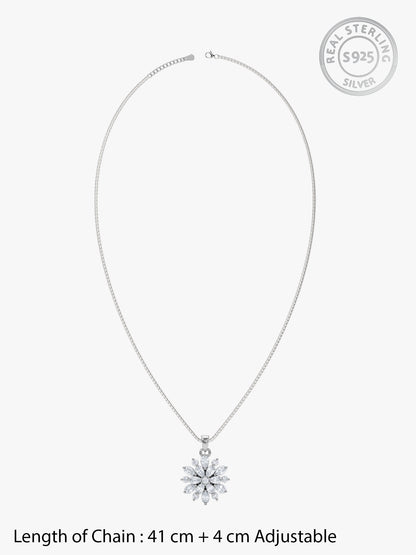 Silver Heavenly Flower Pendant With Box Chain