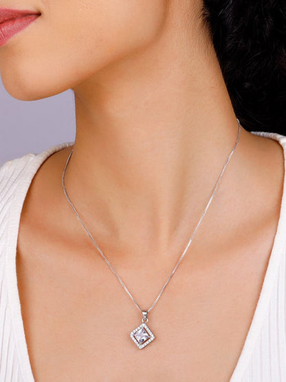 Silver Starlight Sparkle Pendant With Box Chain